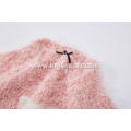 Girl's Knitted Puppy Jacquard Knot Feather Yarn Pullover